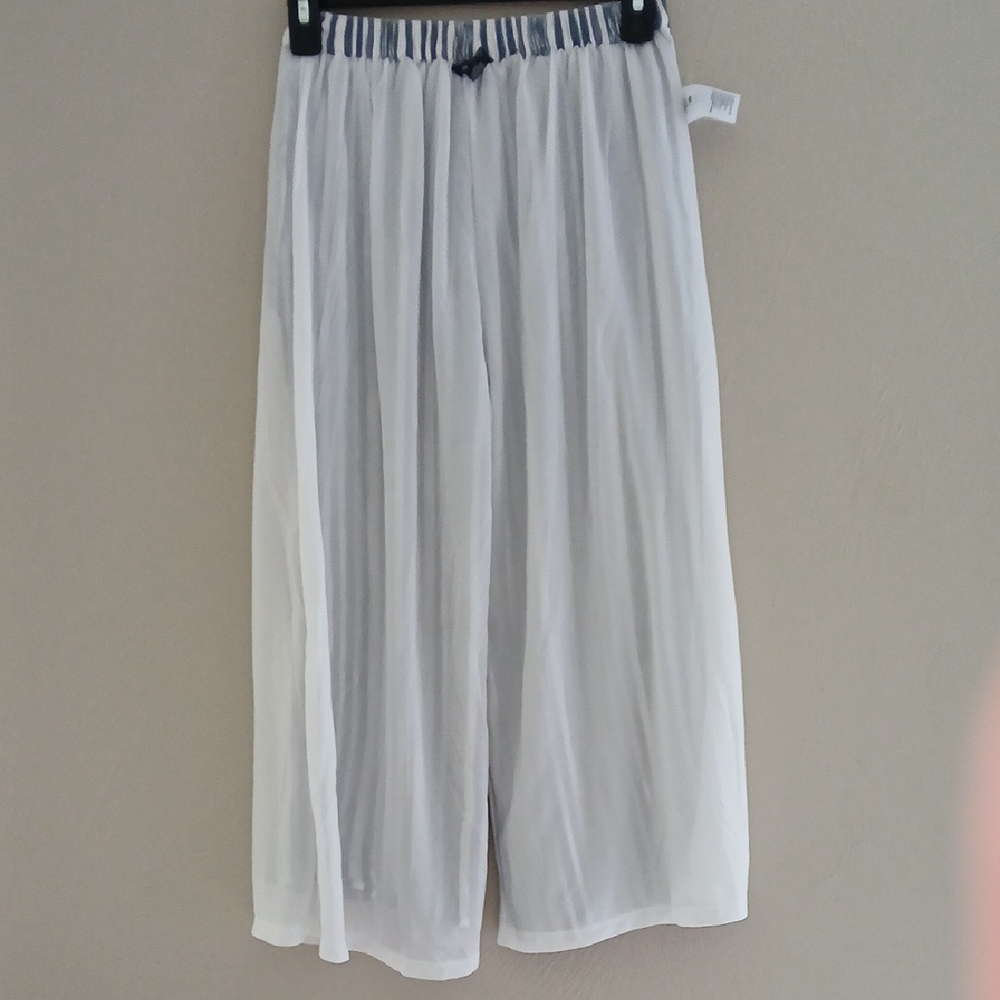 American Eagle Outfitters Navy and White Wide-Leg Pants‎ Sz XXS - Picture 6 of 8